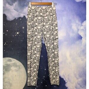 Eluminary Skull Print Black White Houndstooth Leggings Size 1 Halloween Goth Emo